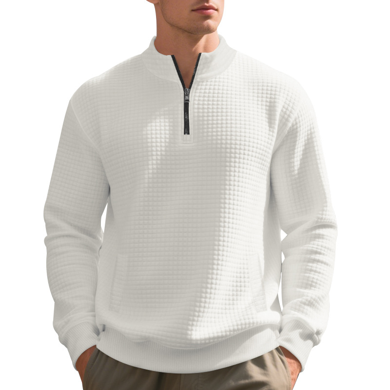 Men's Vintage Casual Waffle Knit Half-Zip Sweatshirt