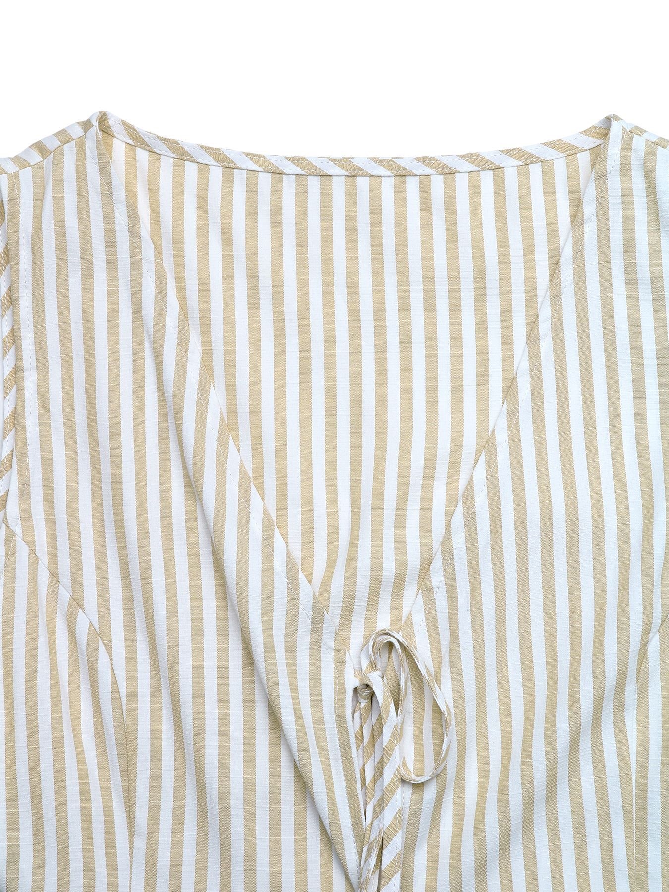 Striped Lace-Up Vest & Wide-Leg Pants Two-Piece Set