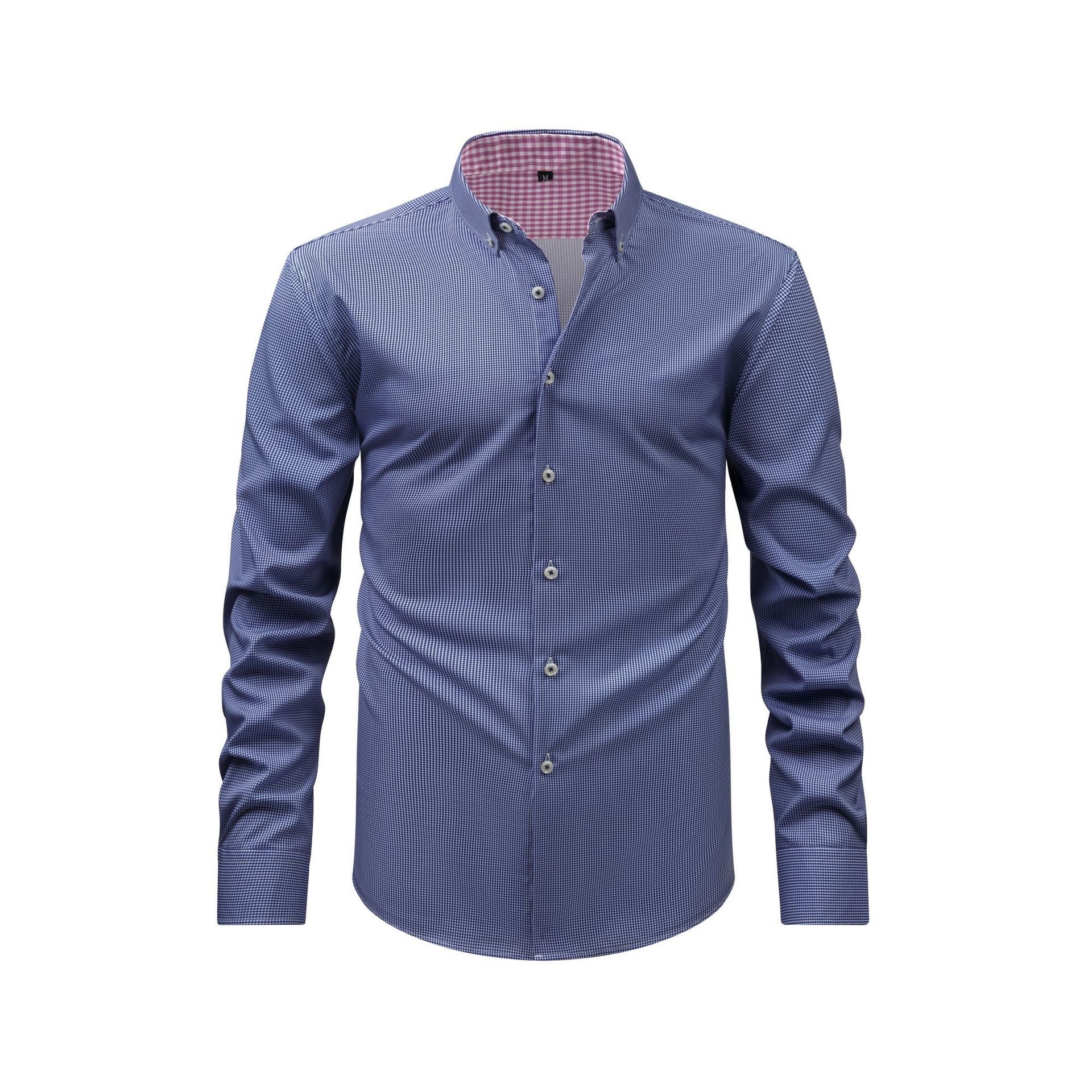 Camisa de hombre lisa con cuello alto - Transpirable y resistente a las arrugas