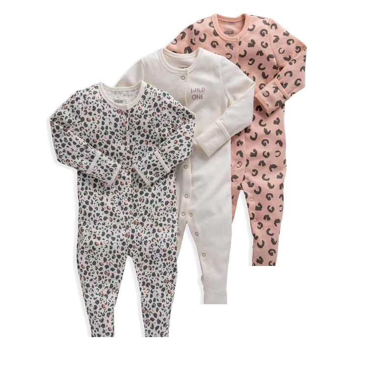 3-Pack Baby Long Sleeve Snap Rompers 3 - Soft Cotton Sleepsuits