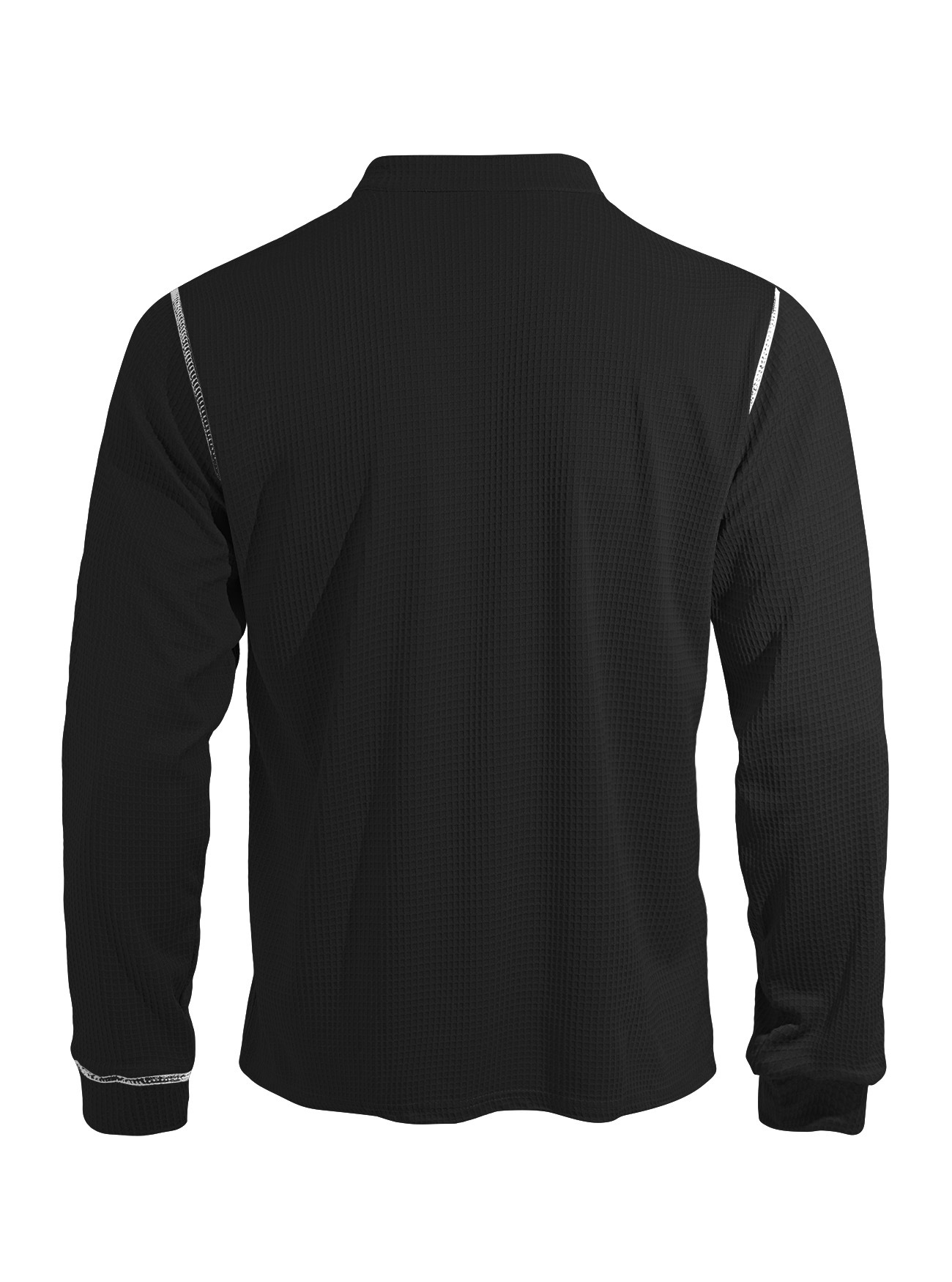 Men's Waffle Knit Henley Shirt Long Sleeve Casual Top