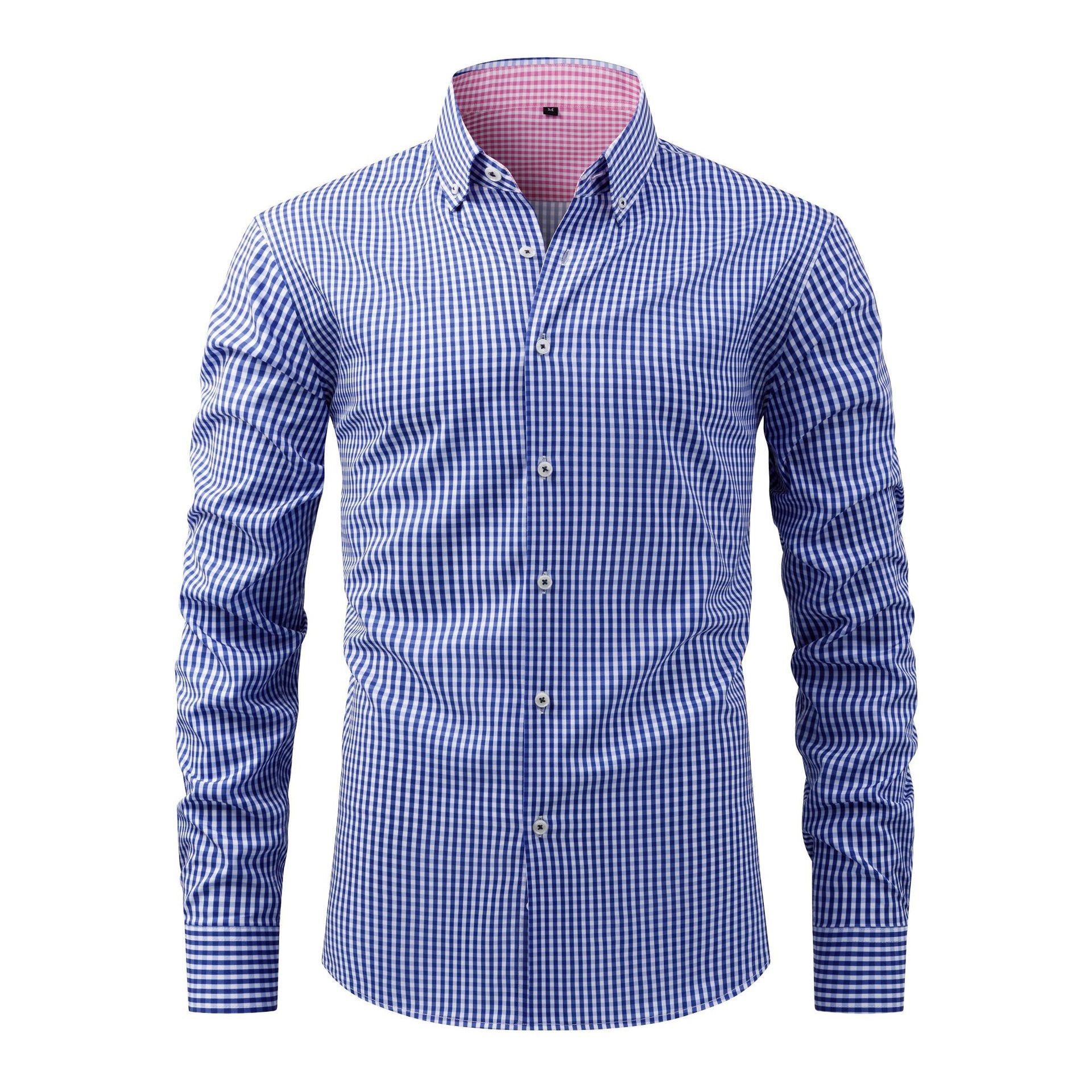 Camisa de hombre lisa con cuello alto - Transpirable y resistente a las arrugas