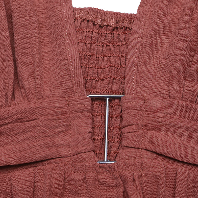 Robe longue à volants et col en V pour femme - Robe d'été idéale pour la plage