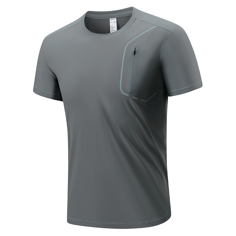 Camiseta deportiva de alto rendimiento para hombre con bolsillo con cremallera.