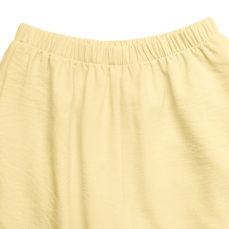 Chic Yellow Peplum Top & Wide-Leg Pants Set