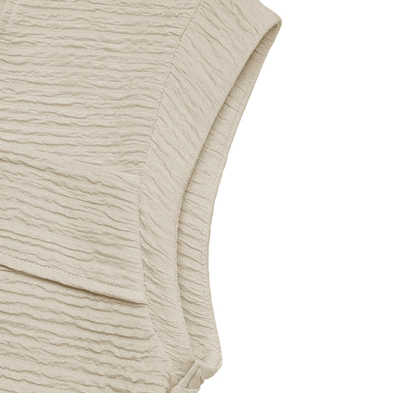 Textured Asymmetrical Neck Cap Sleeve Knit Top