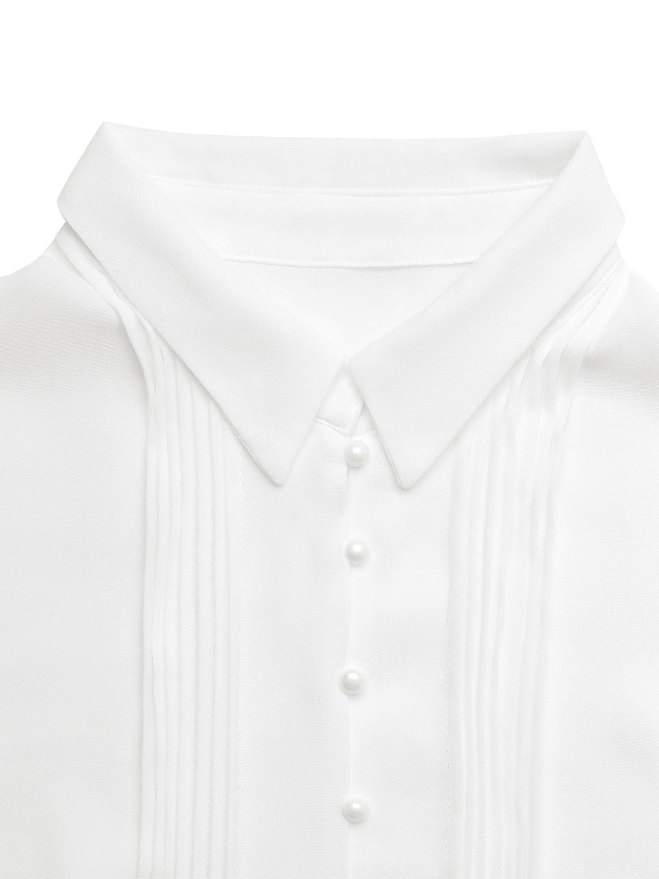 Women's White Pleated Button-Front Belted Shirt Dress