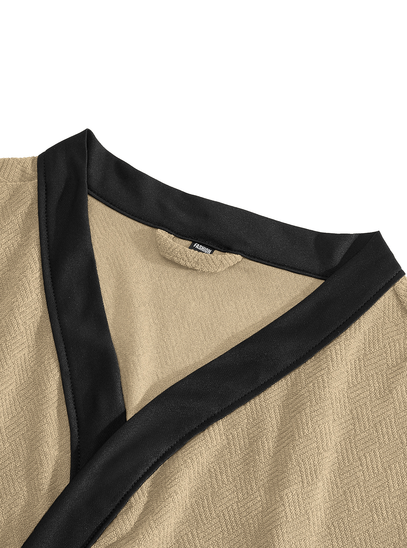 Men's Waffle Knit Robe with Contrast Trim & Pockets