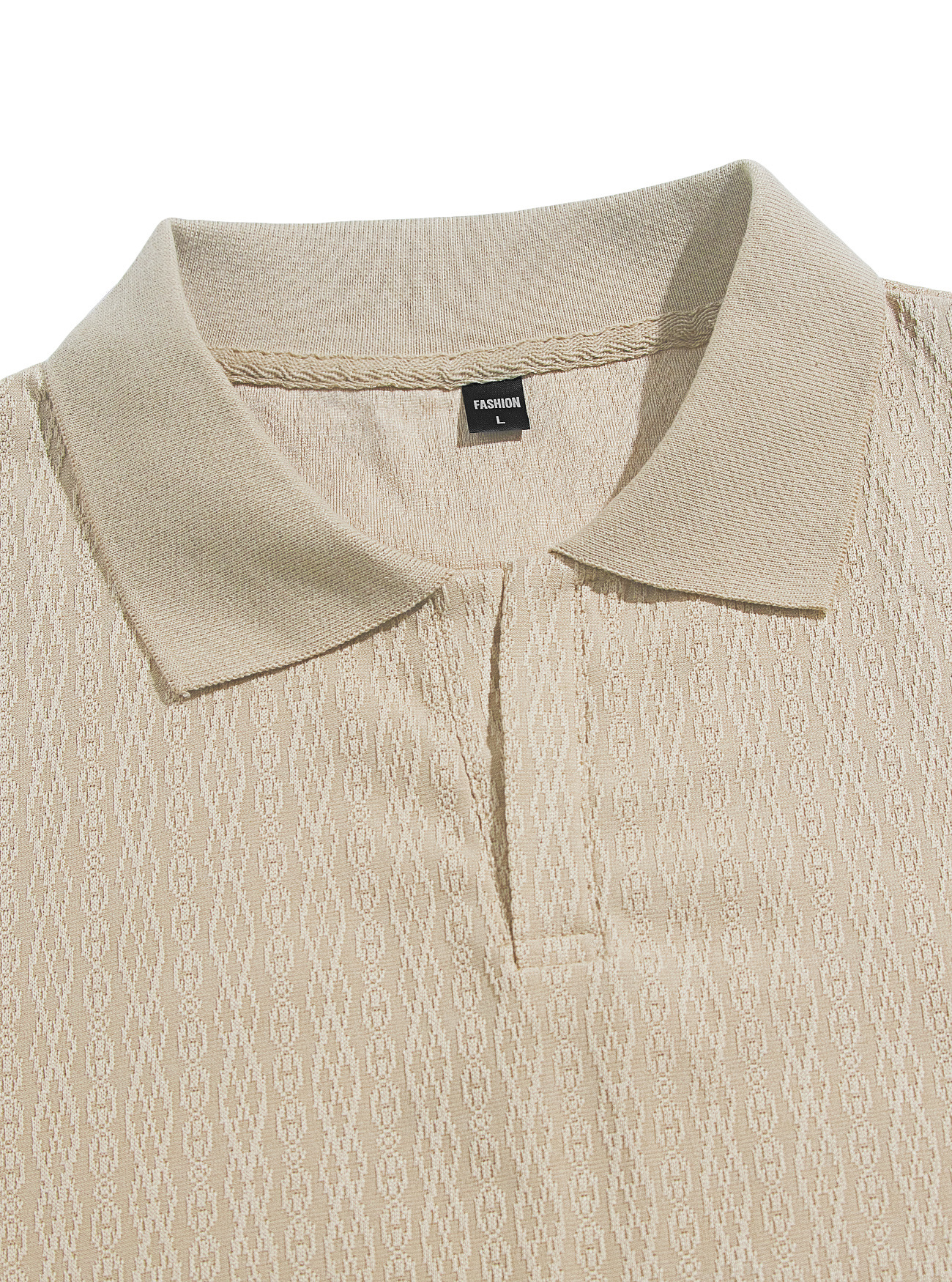 Men's Textured Casual Polo Shirt - Short Sleeve