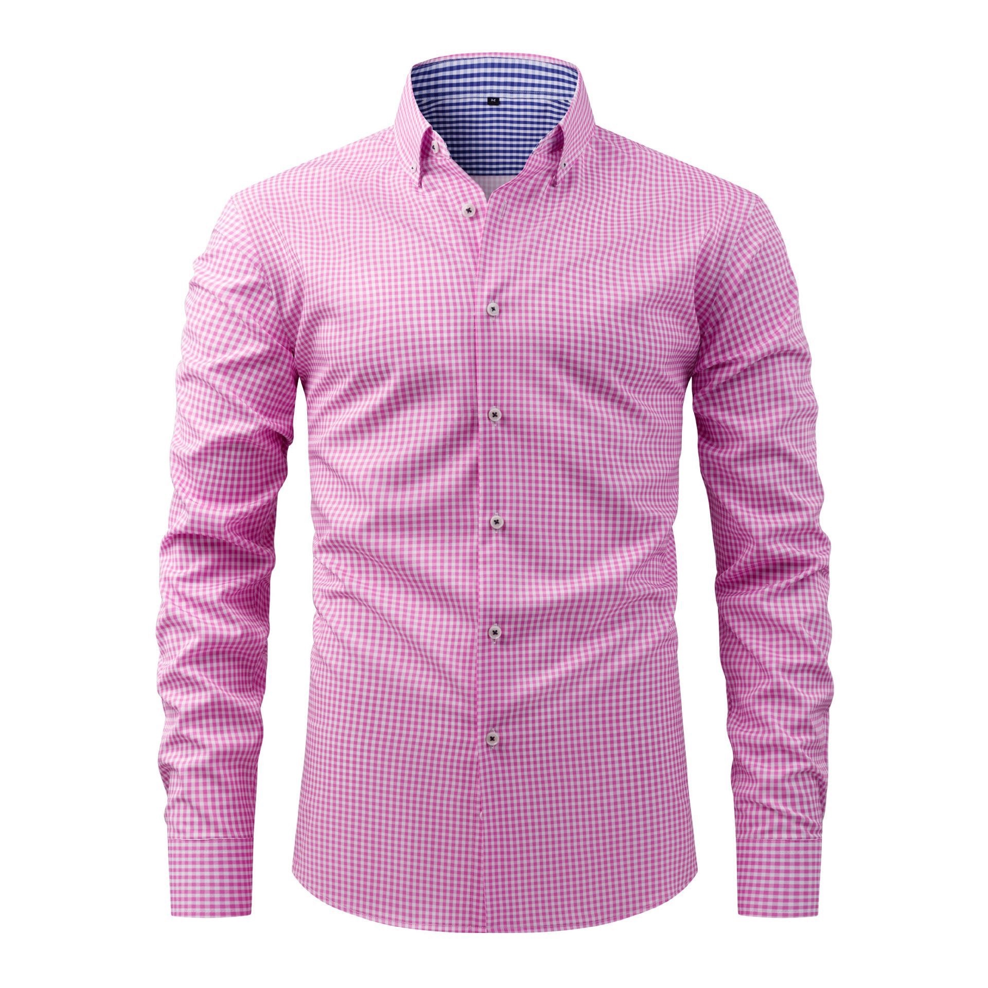 Camisa de hombre lisa con cuello alto - Transpirable y resistente a las arrugas