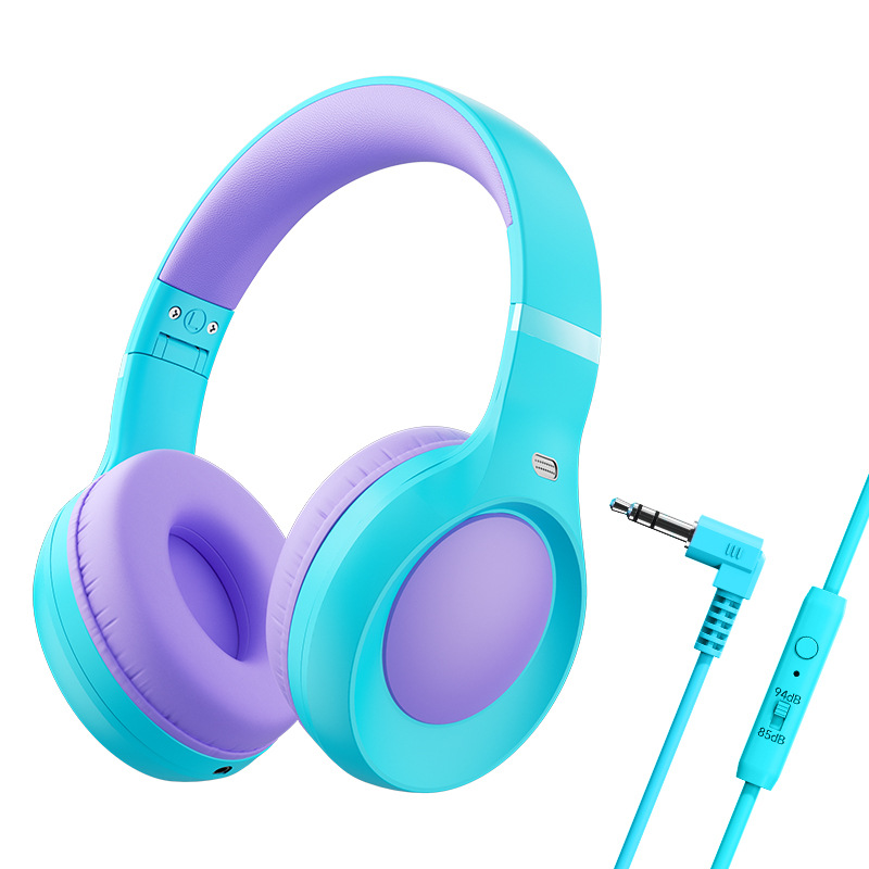 Kids Wireless Bluetooth 5.0 Headphones with Safe 85dB Volume Limiting, BPA-Free Lightweight Foldable On-Ear Headset with Comfortable Ear Pads for School & Travel