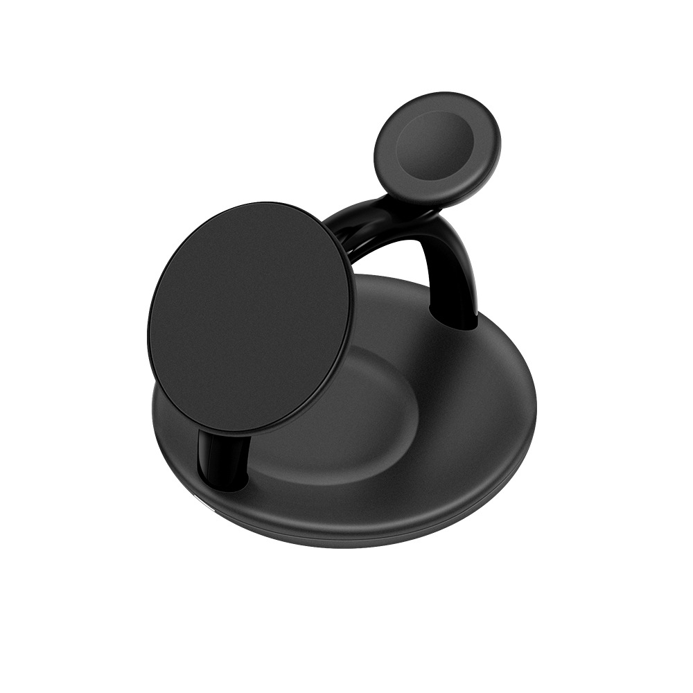4-in-1 Wireless Fast Charger Stand for Phone, Watch & Earbuds, 15W Magnetic Charging Station, White/Black