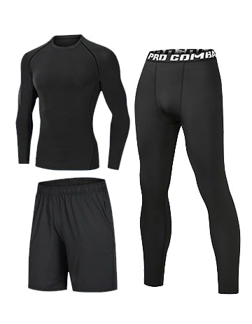 3-Piece Long-Sleeved Compression Training Set for Men: Quick-Drying High Elasticity Performance Sportswear Set