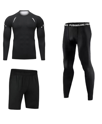 3-Piece Long-Sleeved Compression Training Set for Men: Quick-Drying High Elasticity Performance Sportswear Set