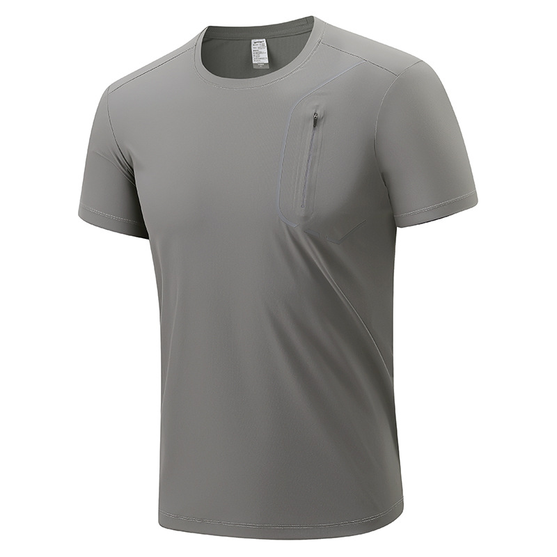 Camiseta deportiva de alto rendimiento para hombre con bolsillo con cremallera.