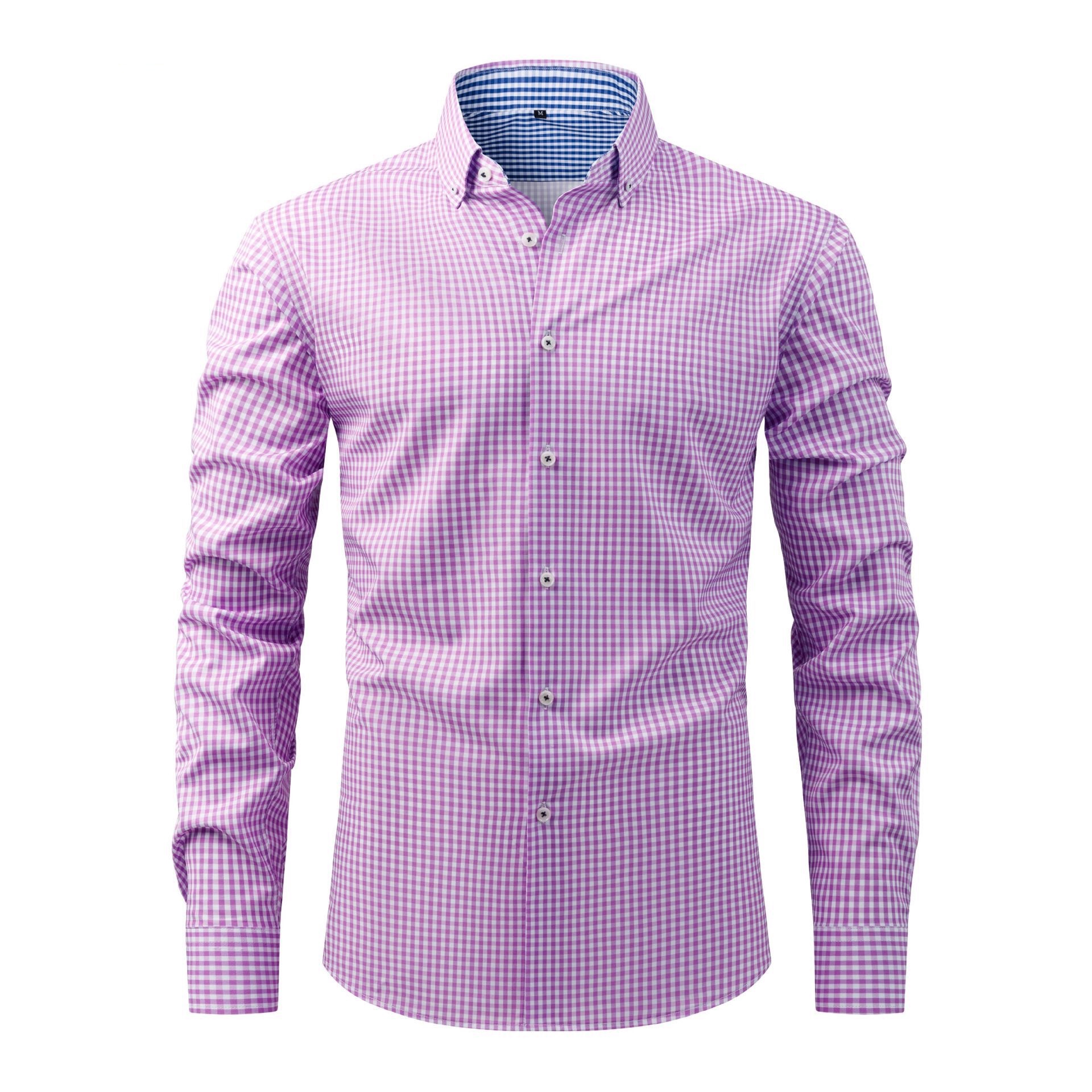 Camisa de hombre lisa con cuello alto - Transpirable y resistente a las arrugas
