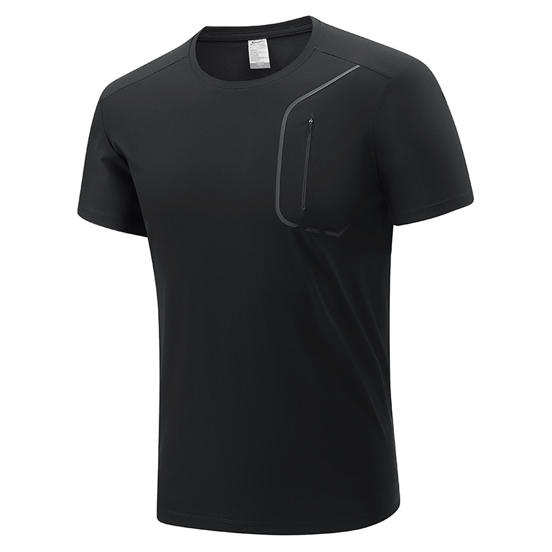 Camiseta deportiva de alto rendimiento para hombre con bolsillo con cremallera.