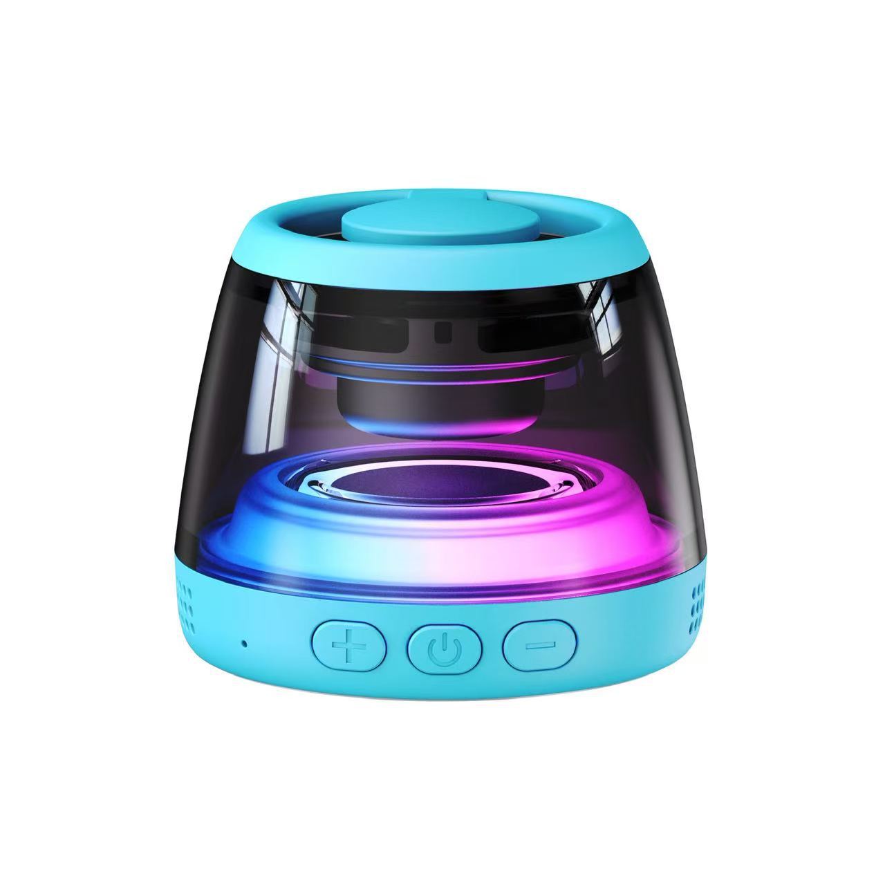 Altavoz portátil Bluetooth 5.4 RGB con base magnética, audio de 360°, iluminación dinámica, 8 horas de reproducción y soporte inalámbrico duradero.