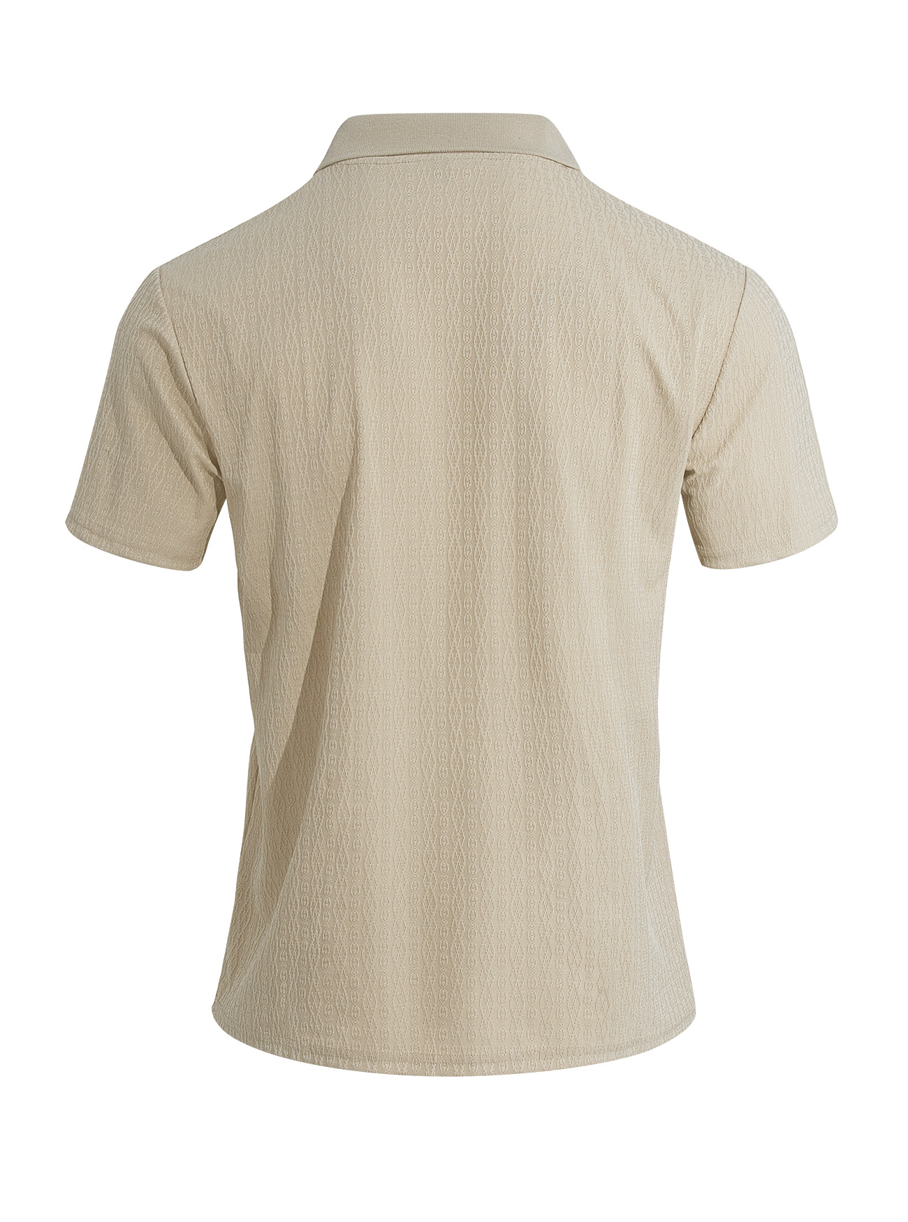 Men's Textured Casual Polo Shirt - Short Sleeve