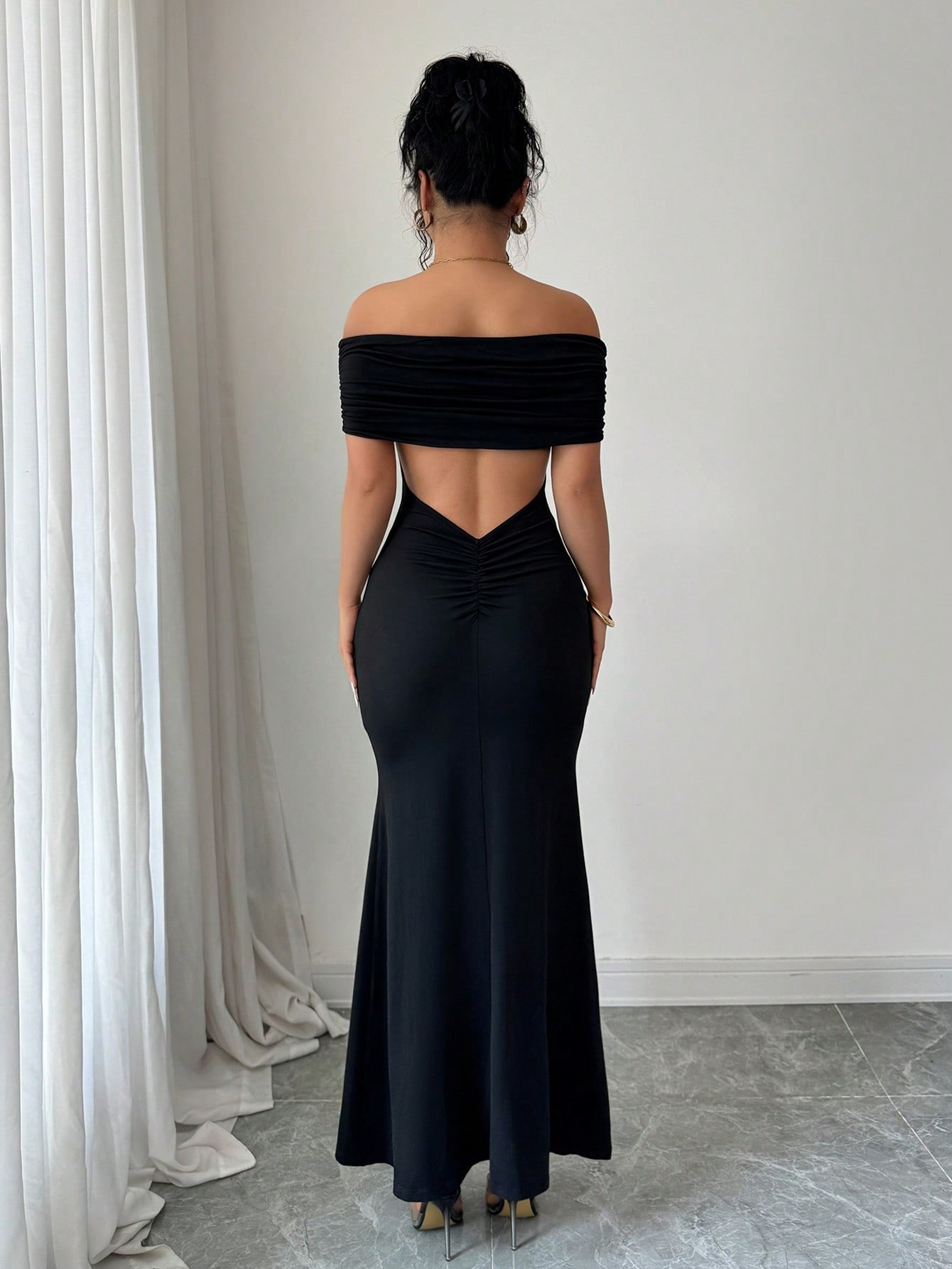 Women's Wear Sexy Crop Top Off-the-Shoulder Slim-Fit Bodycon Dress GWC-00001