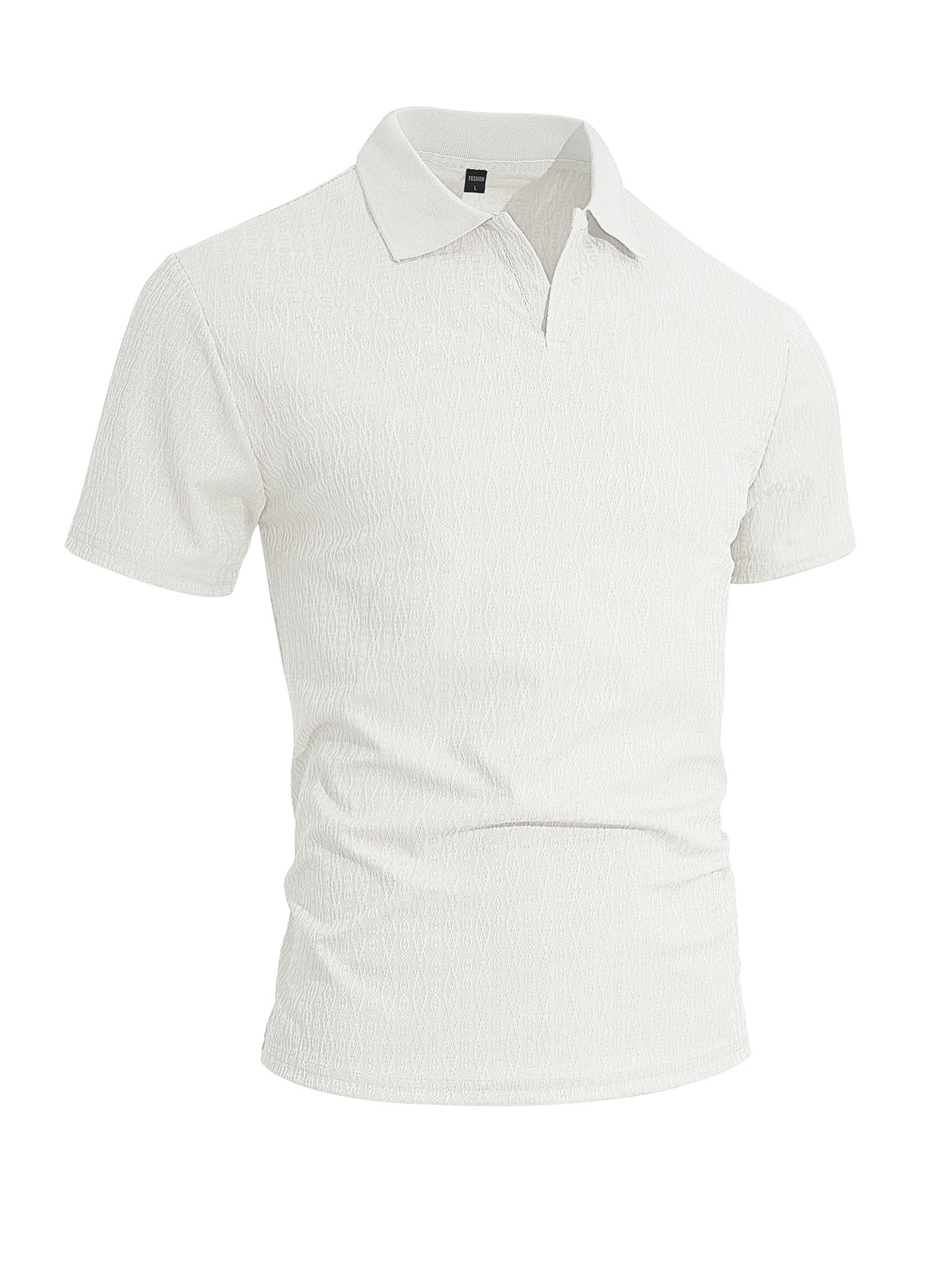 Men's Textured Casual Polo Shirt - Short Sleeve