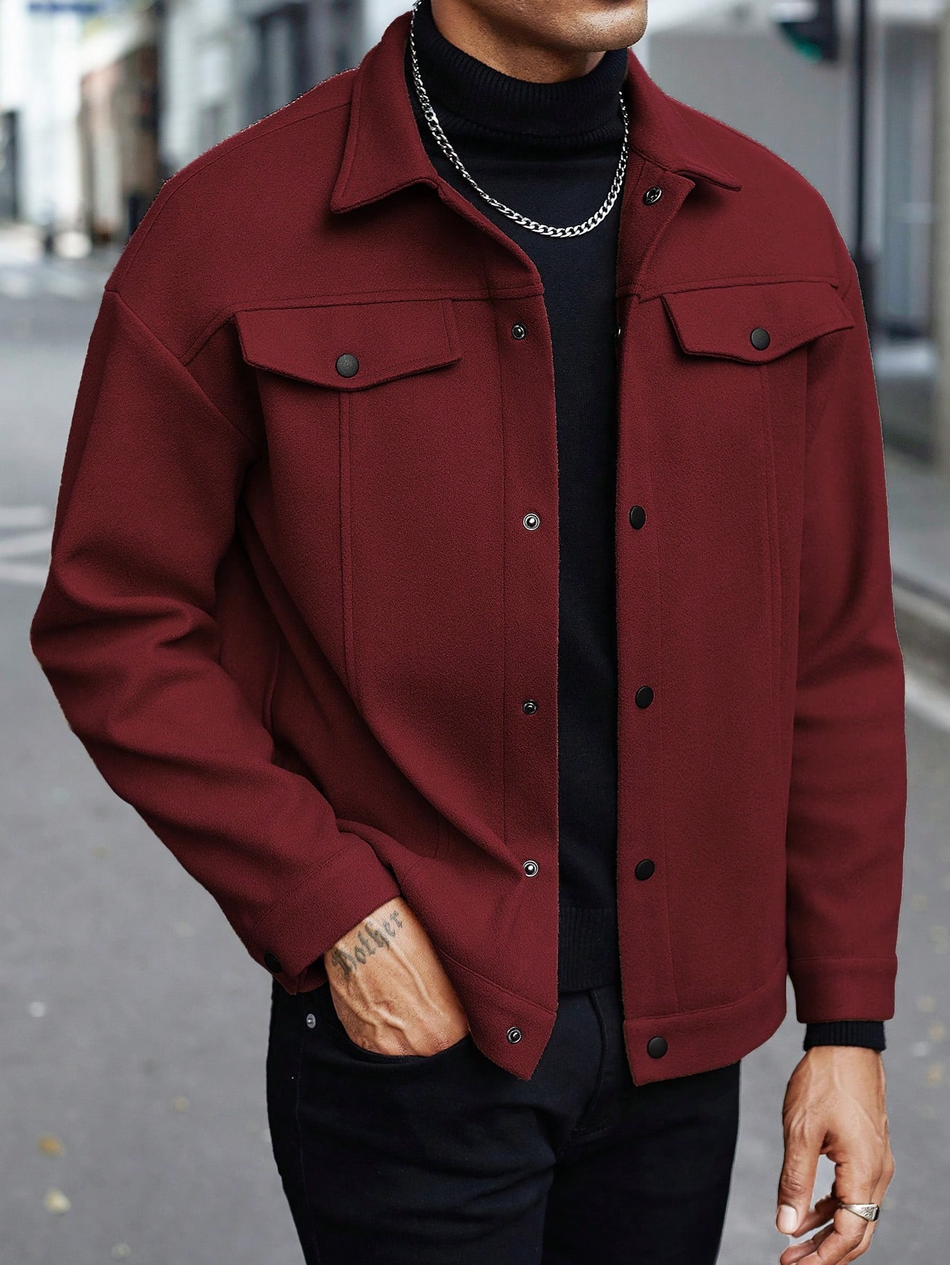 Men's Button-Front Collared Jacket