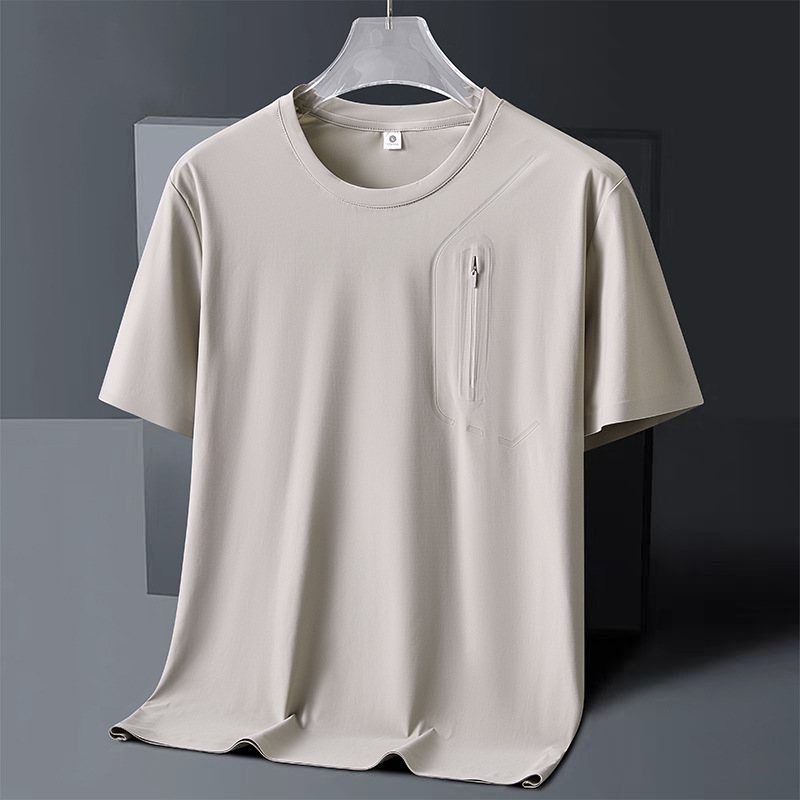 Camiseta deportiva de alto rendimiento para hombre con bolsillo con cremallera.