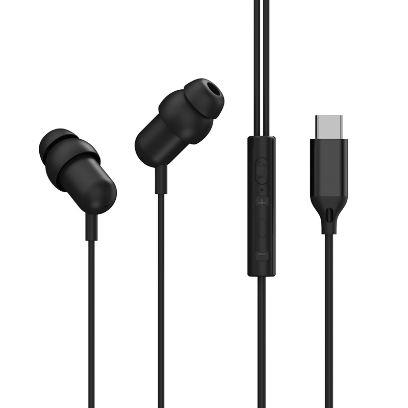 Wired In-Ear Earbuds with HD Microphone, Built-in Volume Slider & Soft Silicone Tips, 3.5mm / Type-C Universal Fit