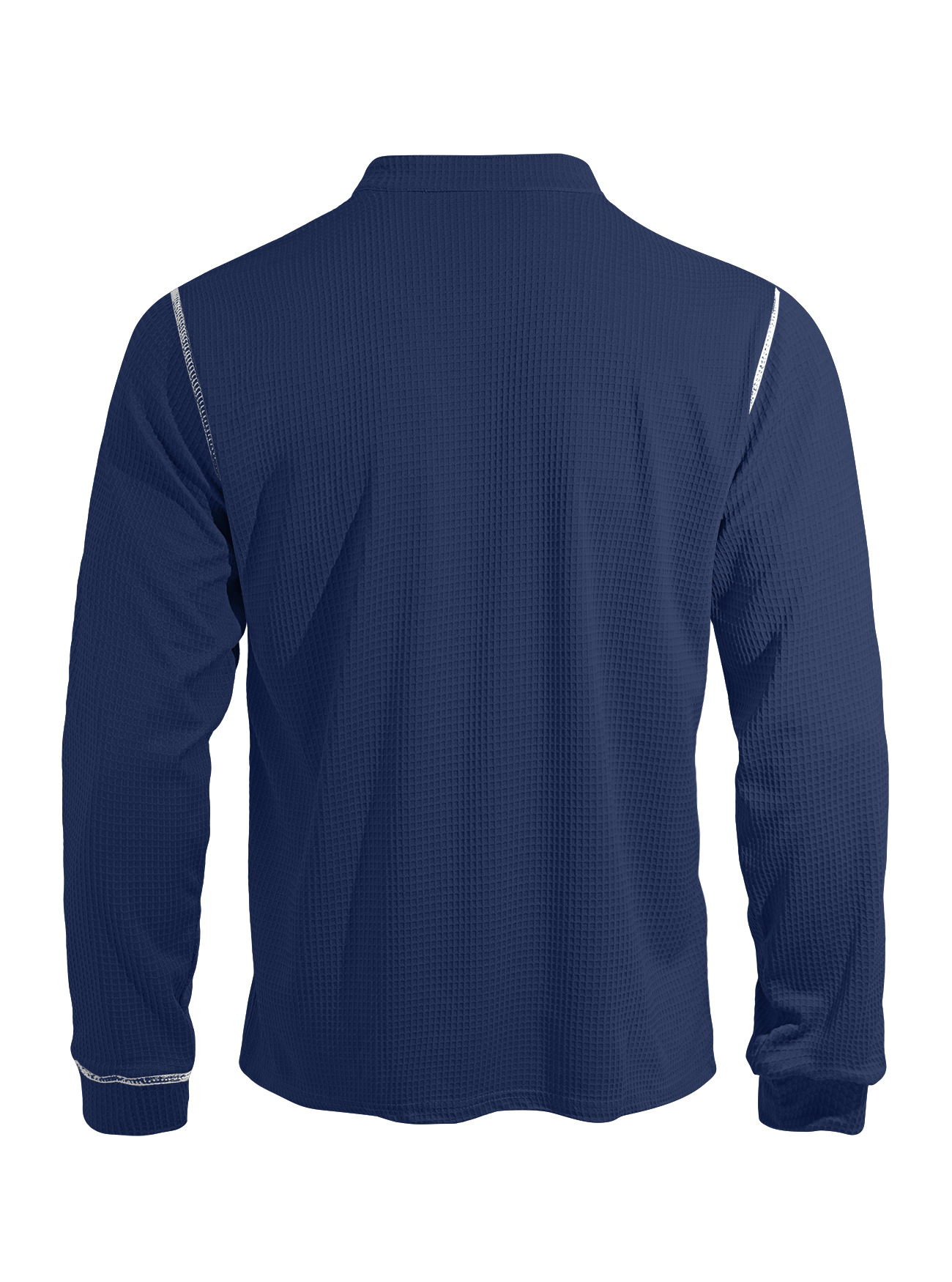 Men's Waffle Knit Henley Shirt Long Sleeve Casual Top