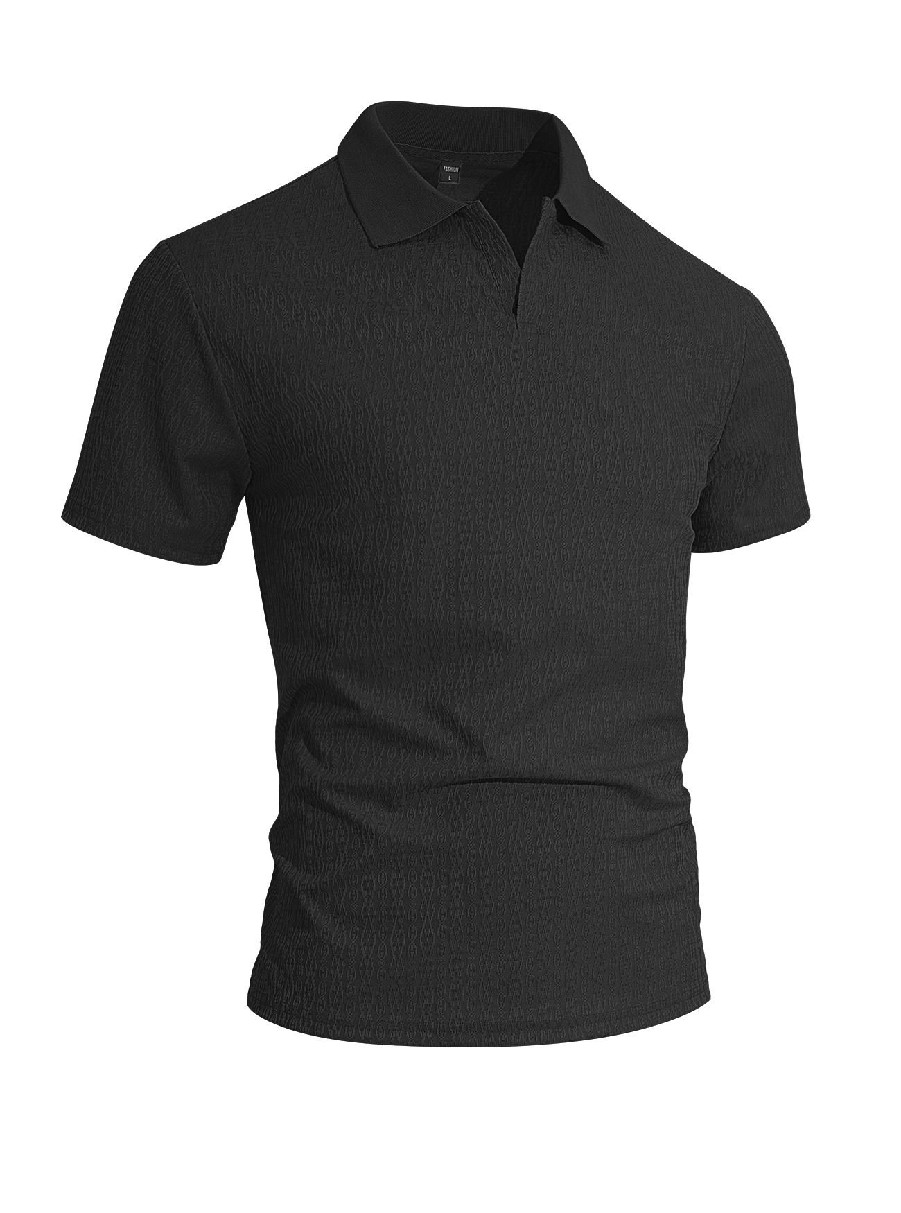 Men's Textured Casual Polo Shirt - Short Sleeve