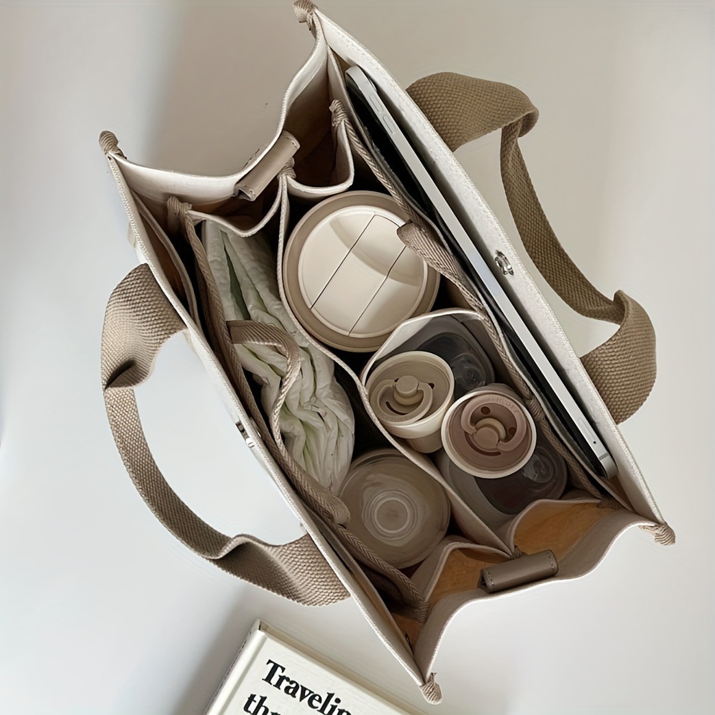 Chic Canvas Tote Bag with Organizer & Shoulder Strap