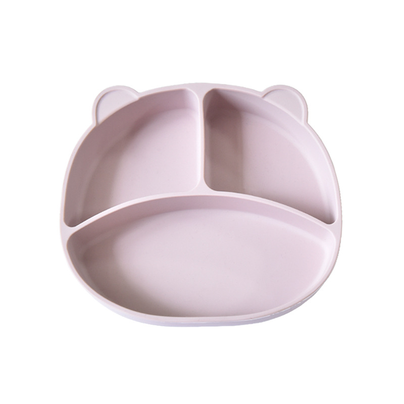 Plato de silicona con separadores para bebés - Base de succión y diseño de oso
