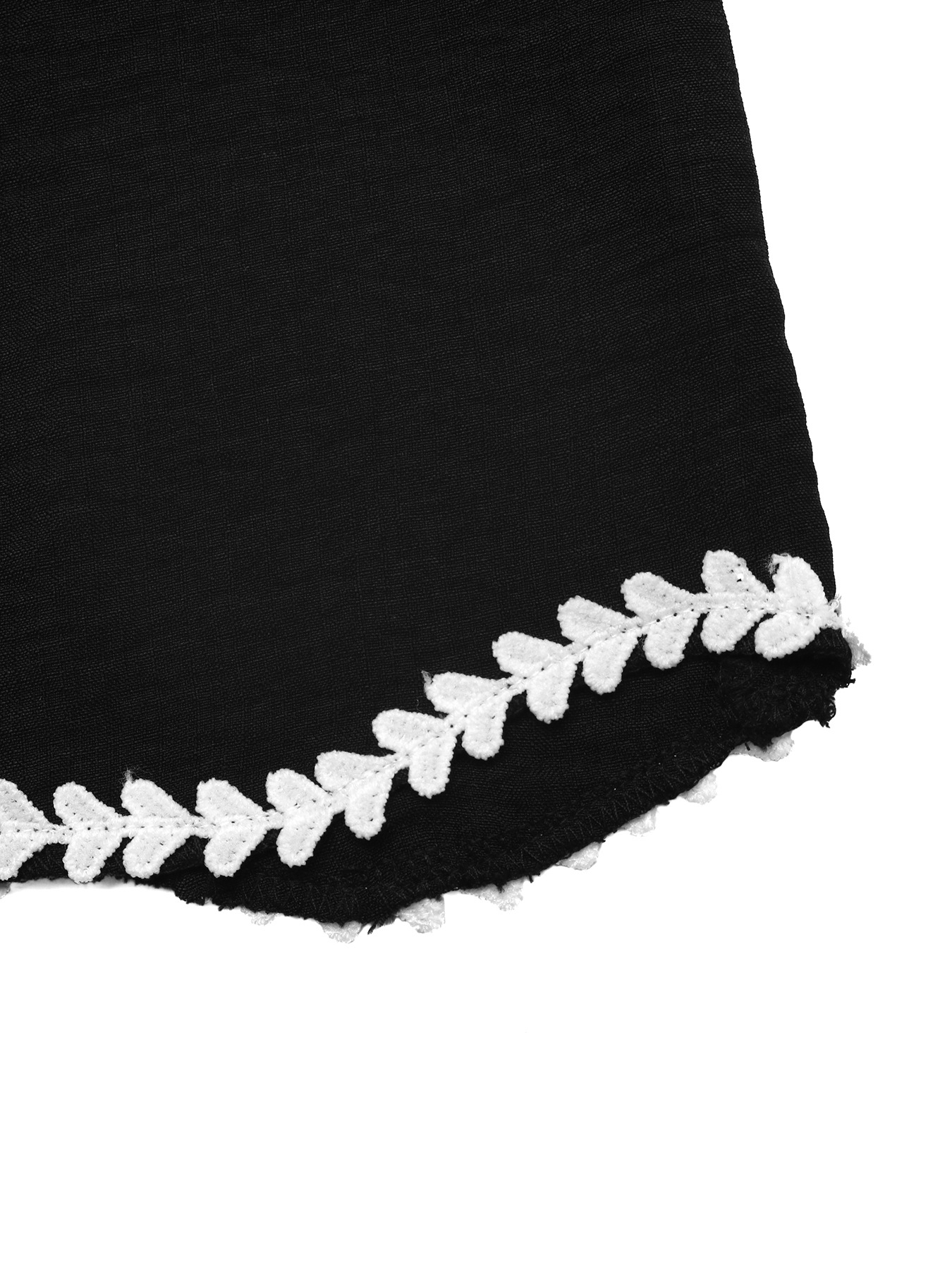 Women's Black Scalloped Trim Sleeveless Top & Shorts Set