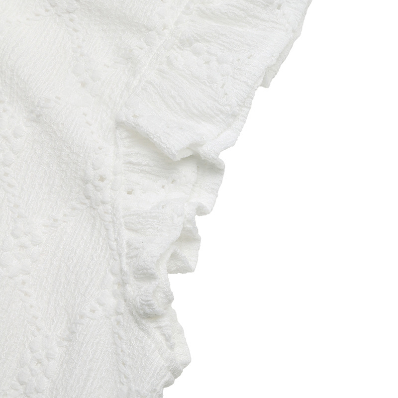 White Eyelet Embroidered Ruffle Sleeve Blouse
