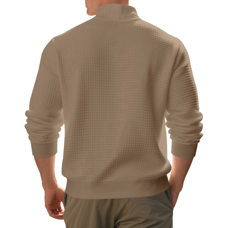 Men's Vintage Casual Waffle Knit Half-Zip Sweatshirt