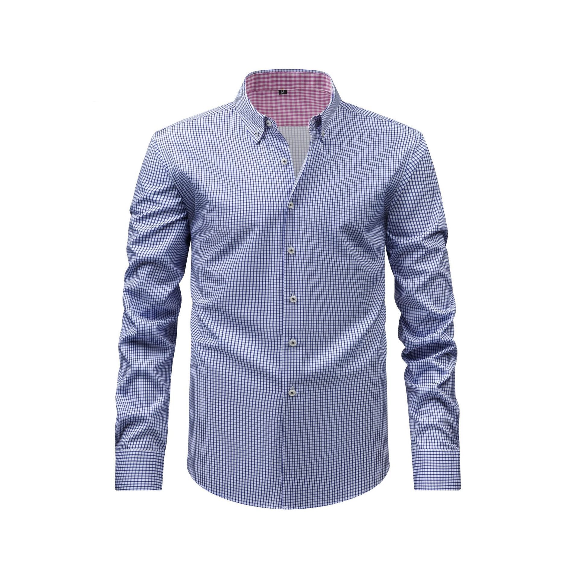 Camisa de hombre lisa con cuello alto - Transpirable y resistente a las arrugas