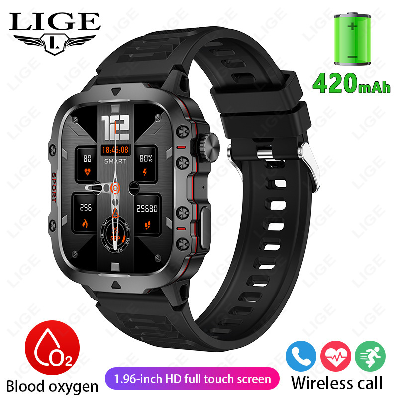 QX11 Rugged Smart Watch with Square Display, GPS & Bluetooth Calling