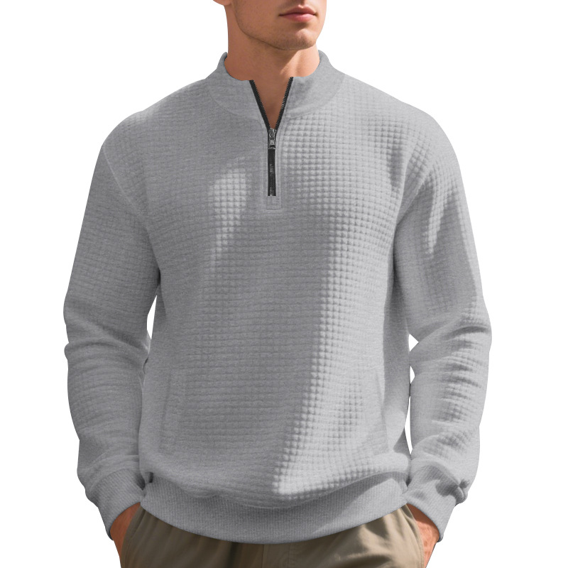 Men's Vintage Casual Waffle Knit Half-Zip Sweatshirt