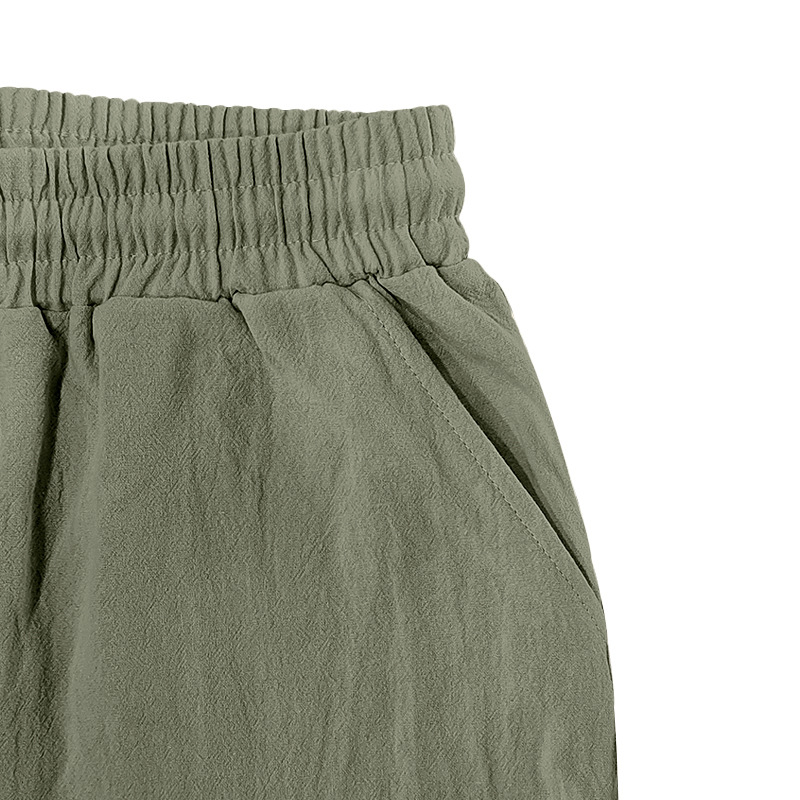 Men's Linen Cargo Pants - Drawstring Beach Trousers