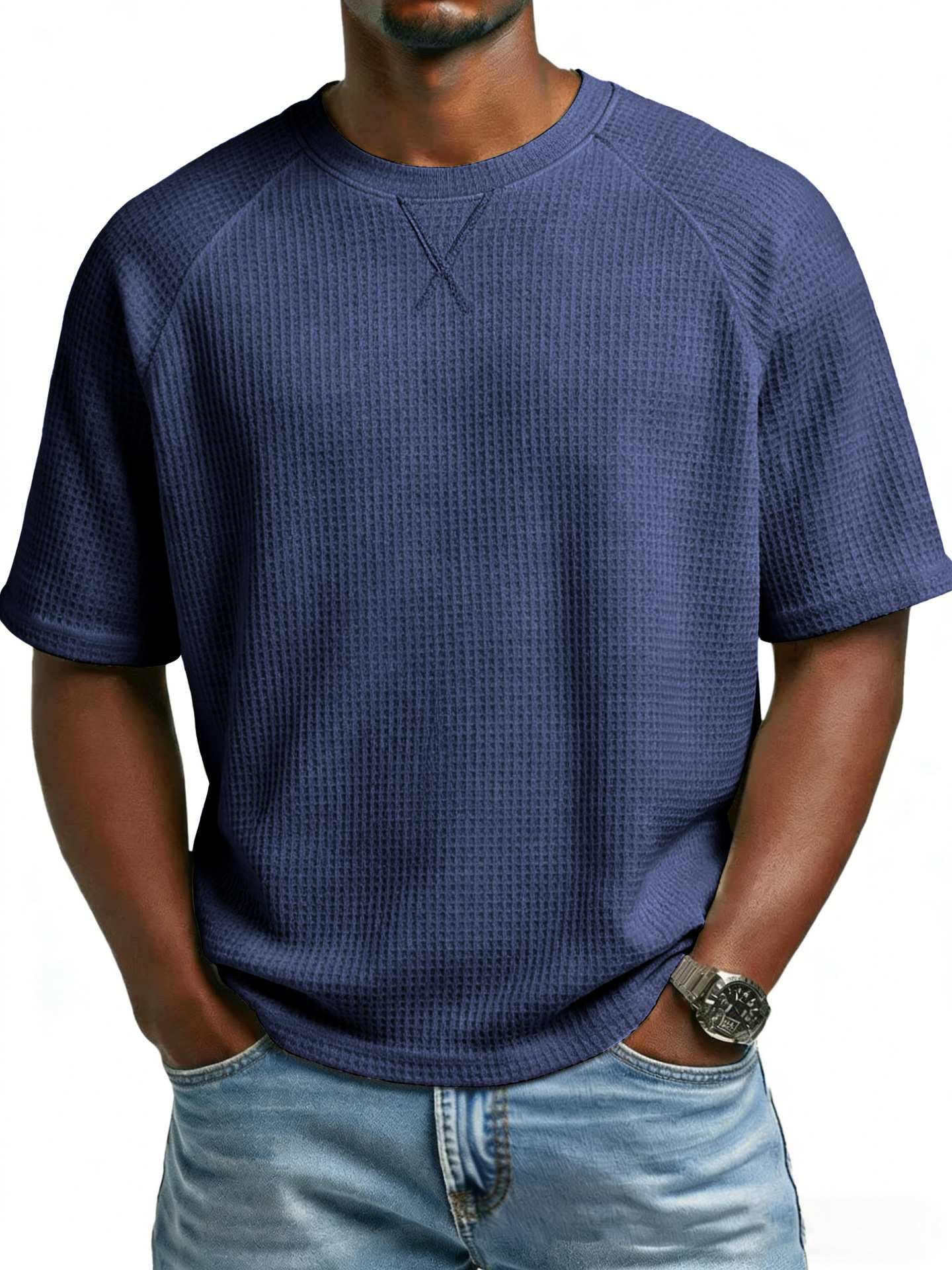 Men's Waffle Knit Short Sleeve Raglan T-Shirt