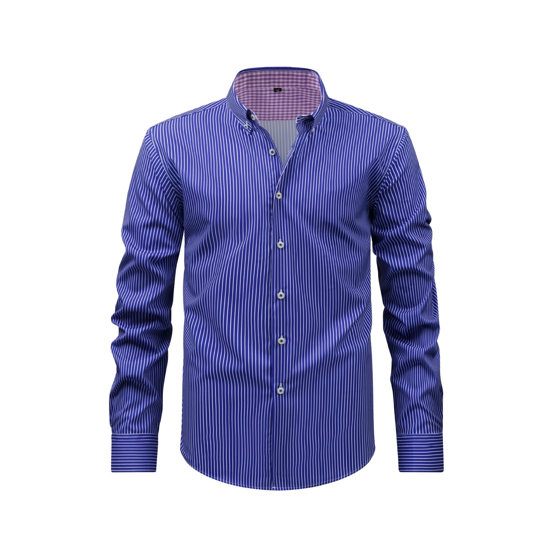 Camisa de hombre lisa con cuello alto - Transpirable y resistente a las arrugas