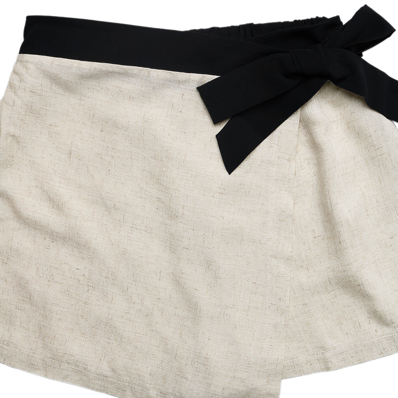 Chic Linen Blend Crop Top & Wrap Mini Skirt Set