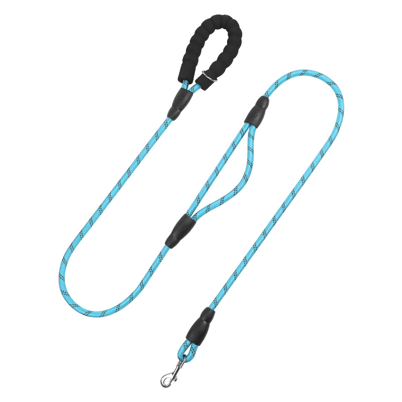 Dual Handle Reflective Nylon Dog Leash with Padded Grip