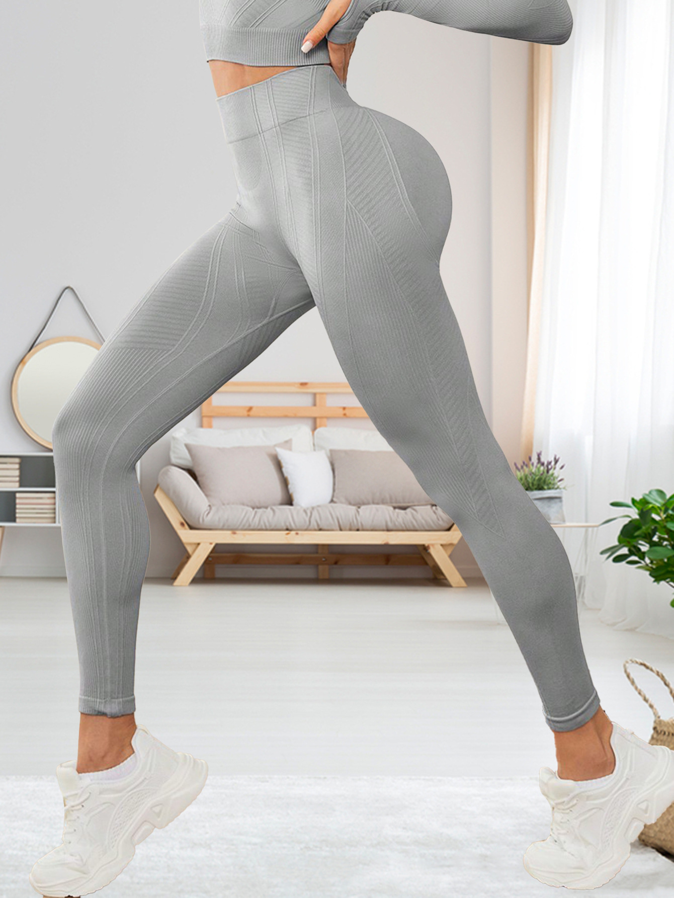 Pantalones de yoga de secado rápido de talle alto para mujer con un ajuste sexy en forma de S.