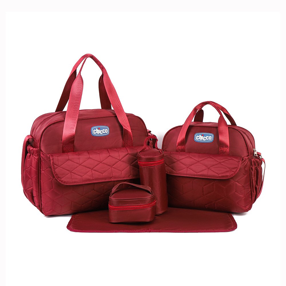 Set di 5 pezzi composto da borsa fasciatoio trapuntata, borsa da viaggio impermeabile con molteplici tasche, fasciatoio, borsa termica per biberon e sacchetto per alimenti.