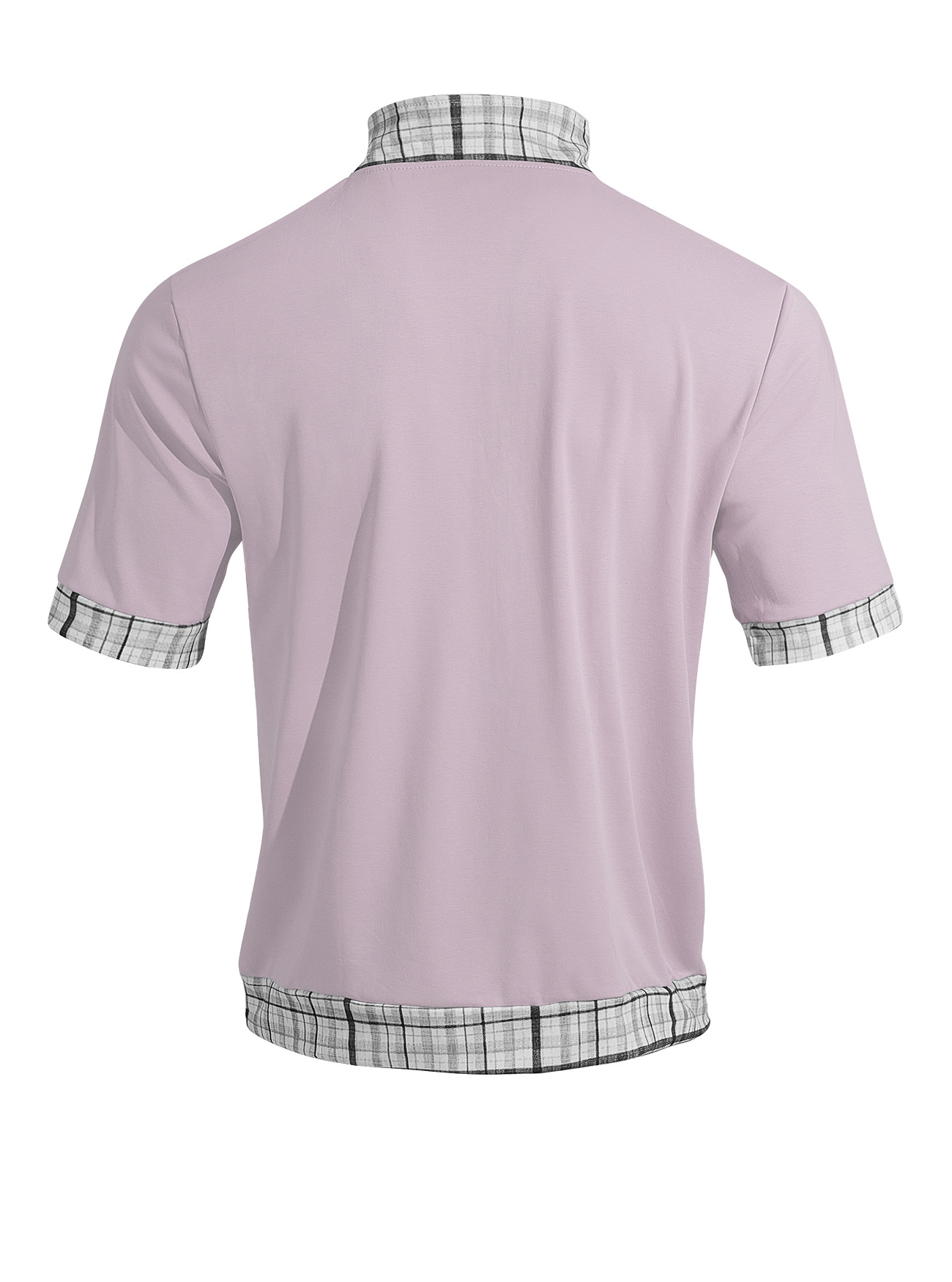 Men's Plaid Trim Quarter-Zip Polo Shirt