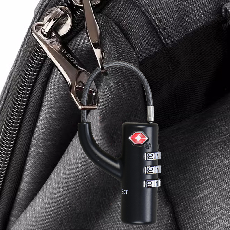 TSA Approved 3-Dial Combination Cable Luggage Lock, Flexible Steel Wire Travel Padlock, Easy to Set Security Lock for Suitcase, Backpack, Briefcase