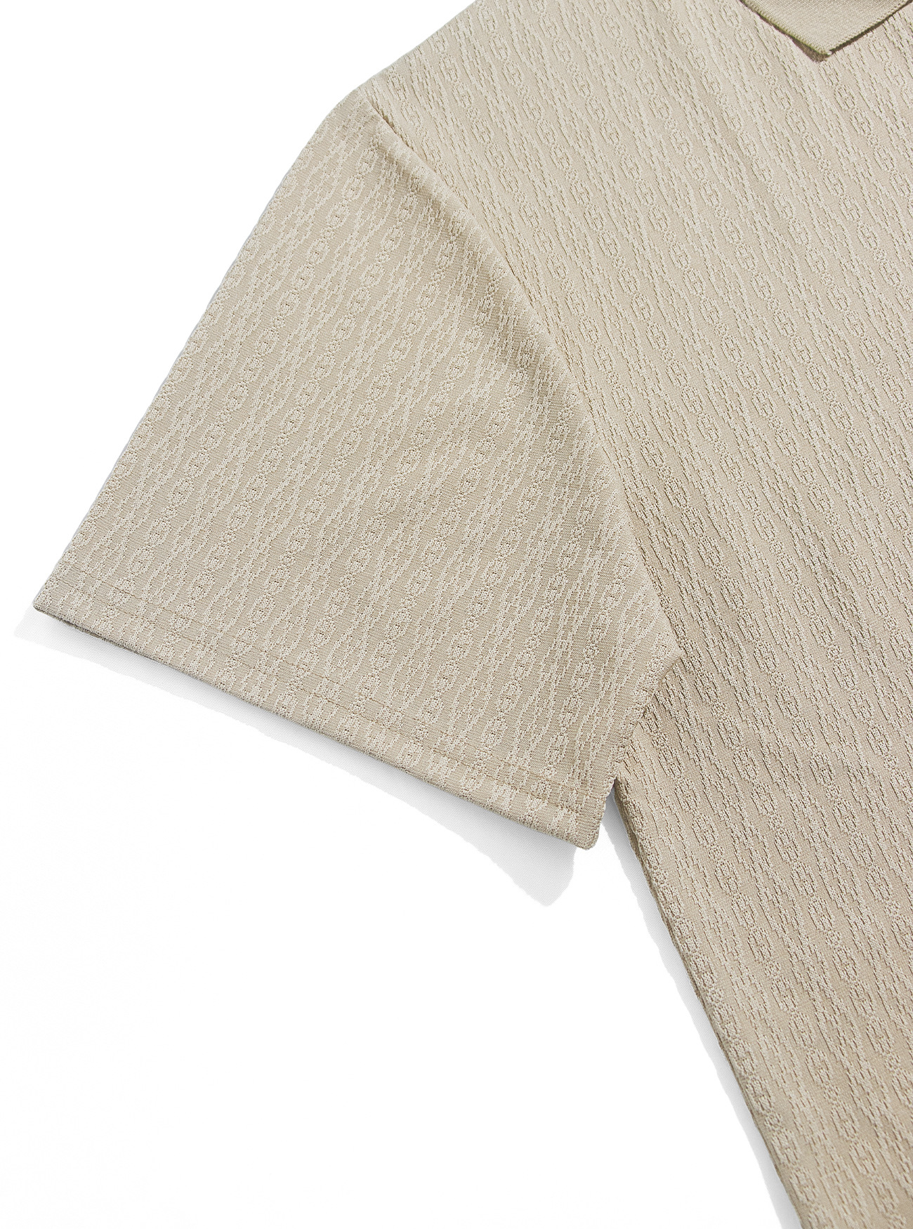 Men's Textured Casual Polo Shirt - Short Sleeve