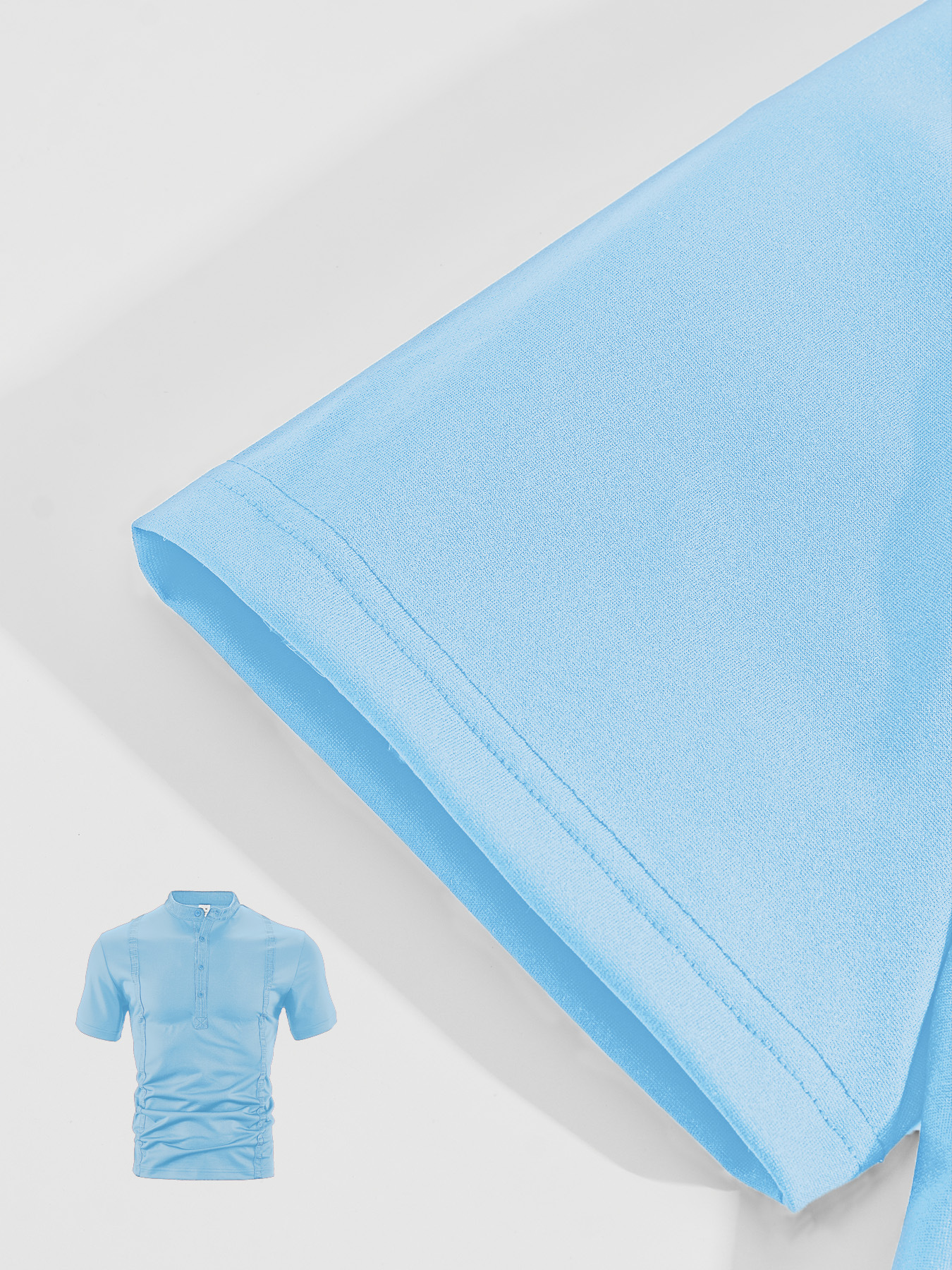 Men's Casual Short Sleeve Henley Shirt with Band Collar