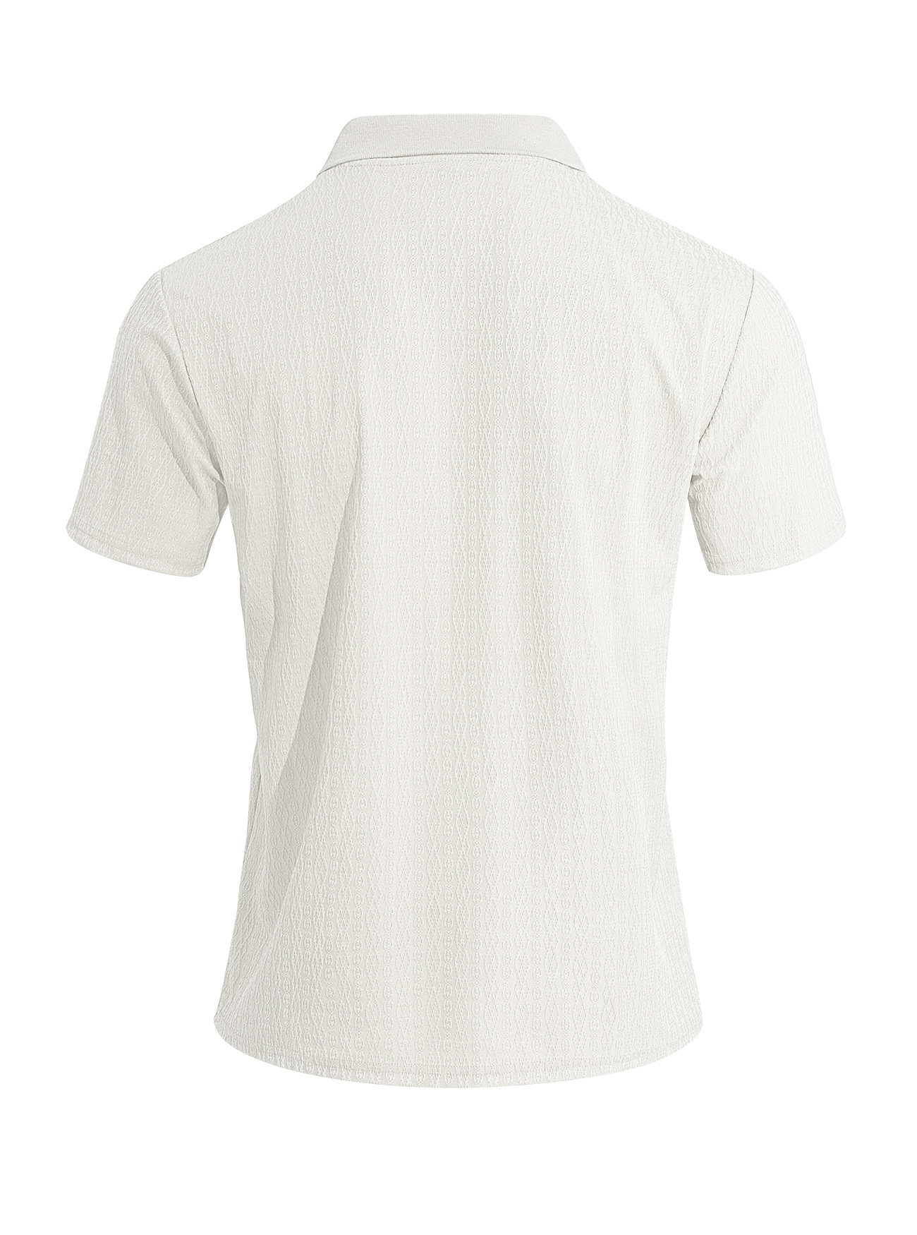 Men's Textured Casual Polo Shirt - Short Sleeve